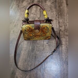NWOT Brown and Yellow Floral Women's Handbag